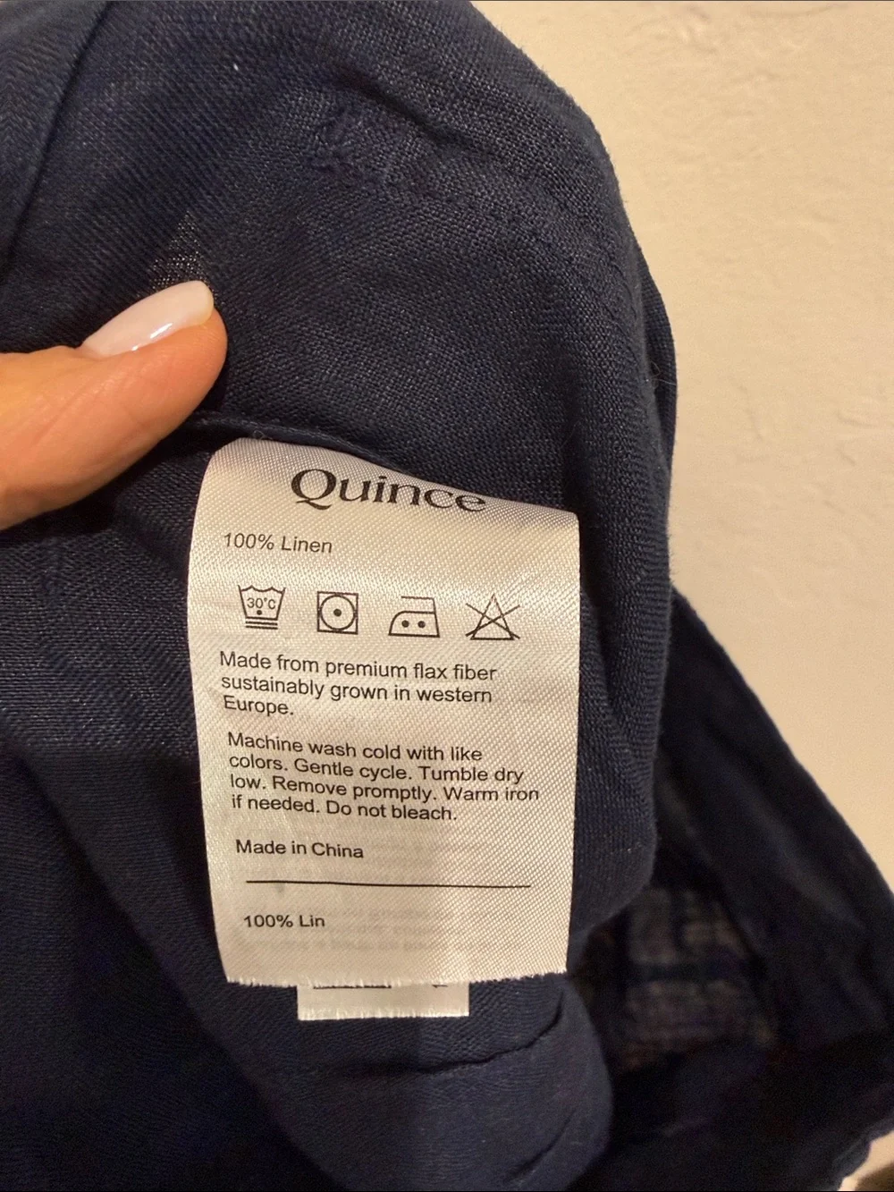Quince Navy European linen patch pocket Wide-Leg Linen Pants
